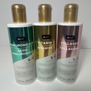 NEW 3 Pack Set B Pure Skin Care Body Lotion :COLLAGEN VITAMIN C  HYALURONIC ACID